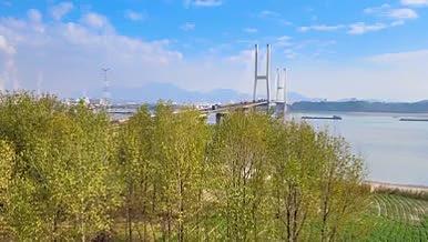 4K航拍安徽铜陵长江大桥长江经济视频的预览图